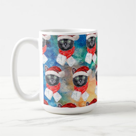 Niedlich Black Cat Weihnachtsfeiertage Kaffeetasse (Links)