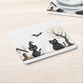 Niedlich Black Cats Halloween-Party Rechteckiger Pappuntersetzer (angewinkelt)