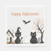 Niedlich Black Cats Halloween-Party Serviette (Vorderseite)