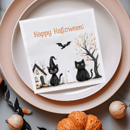 Niedlich Black Cats Halloween-Party Serviette