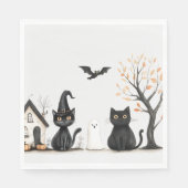 Niedlich Black Cats Halloween-Party Serviette (Vorderseite)