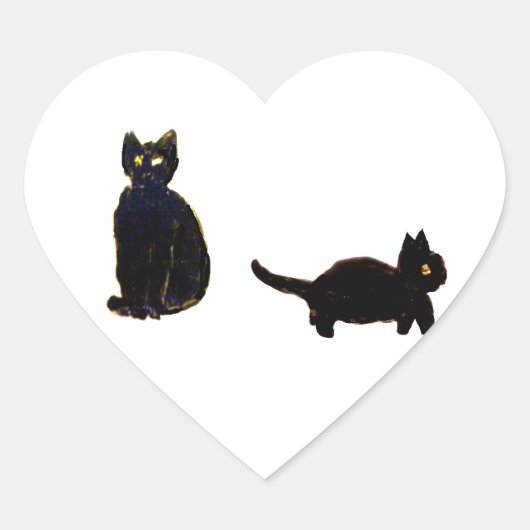 Niedlich Black Cats Kitty Herz-Aufkleber (Vorderseite)