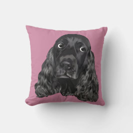 Niedlich Black Cocker Spaniel Hund Kissen