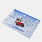 Niedlich Black Corgi Weihnachts-Rentierkostüm Fußmatte (Schrägansicht)
