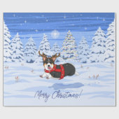 Niedlich Black Corgi Weihnachts-Rentierkostüm Geschenkpapier (Flach)