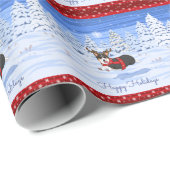 Niedlich Black Corgi Weihnachts-Rentierkostüm Geschenkpapier (Rolleneckpunkt)