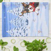 Niedlich Black Corgi Weihnachts-Rentierkostüm Geschirrtuch (Gefaltet)