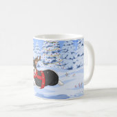 Niedlich Black Corgi Weihnachts-Rentierkostüm Kaffeetasse (VorderseiteRechts)