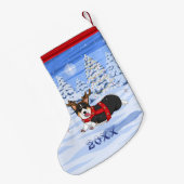 Niedlich Black Corgi Weihnachts-Rentierkostüm Kleiner Weihnachtsstrumpf (Rückseite (Hängend))