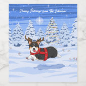 Niedlich Black Corgi Weihnachts-Rentierkostüm Weinetikett (Einzelnes Label)