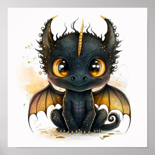 Niedlich Black Dragon Wall Art Poster (Vorne)