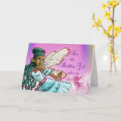 Niedlich Black Fairy Birthday Karte (Gelbe Blume)