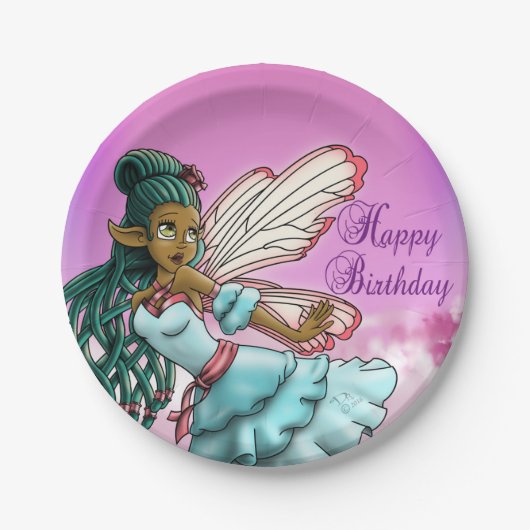 Niedlich Black Fairy Birthday Pappteller (Vorderseite)