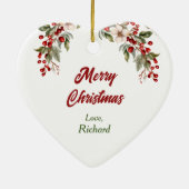 Niedlich Black French Bulldog Holly Berry Weihnach Keramik Ornament (Hinten)