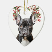 Niedlich Black French Bulldog Holly Berry Weihnach Keramik Ornament (Links)