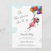 Niedlich Black Girl Balloons Abschied Einladung (Vorne/Hinten)