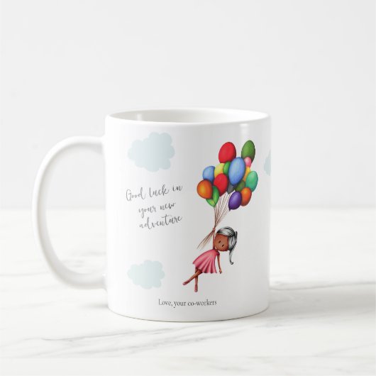 Niedlich Black Girl Balloons Coworker Abschied Kaffeetasse (Links)