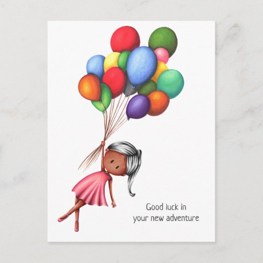 Niedlich Black Girl Balloons Personalisiert Abschi Postkarte (Vorderseite)