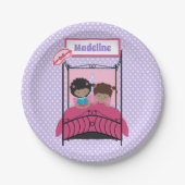 Niedlich Black Girl Slumber Party Lila Geburtstag Pappteller (Vorderseite)