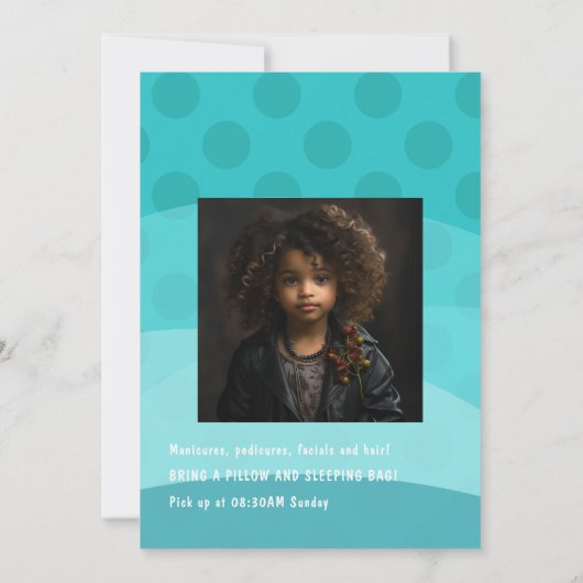 Niedlich Black Girl Wellness-Center Sleepover Gebu Einladung (Rückseite)
