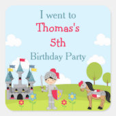 Niedlich Black Hair Knight 'I went to" Quadratischer Aufkleber (Vorderseite)