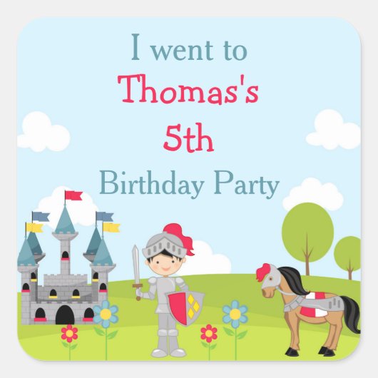 Niedlich Black Hair Knight 'I went to" Quadratischer Aufkleber (Vorderseite)