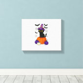 Niedlich Black Hexe Kat Pumpkin Halloween Kostüm F Leinwanddruck (Insitu (Holzboden))