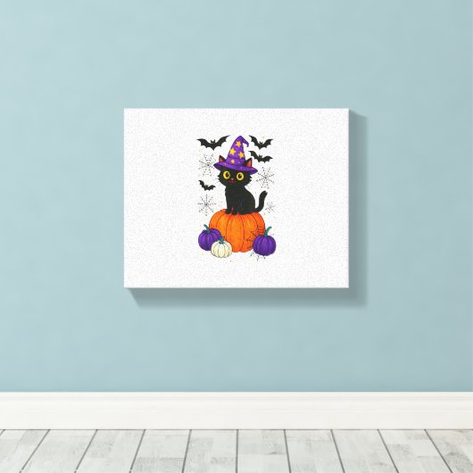 Niedlich Black Hexe Kat Pumpkin Halloween Kostüm F Leinwanddruck (Insitu (Holzboden))