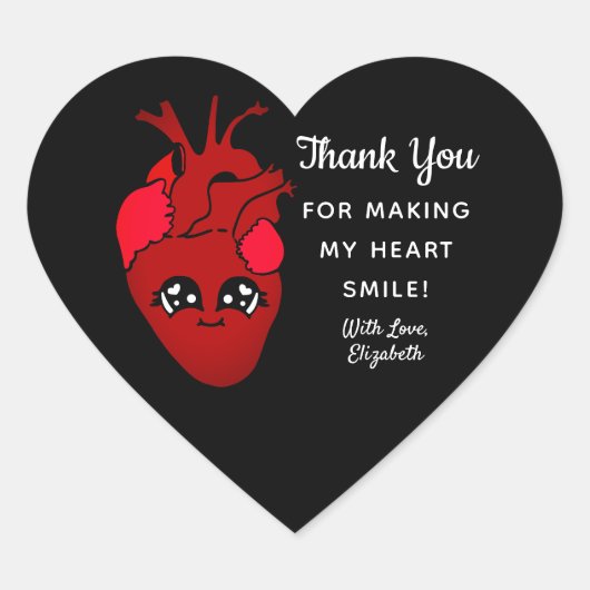 Niedlich Black Kawaii Real Heart Valentines Vielen Herz-Aufkleber (Vorderseite)