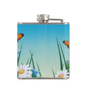 Niedlich Black Kitten and Daisis Art Personalisier Flachmann (Rückseite)