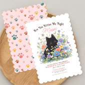 Niedlich Black Kitten Floral Geburtstag Einladung