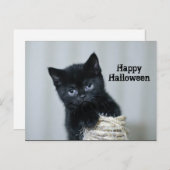 Niedlich Black Kitten Foto Twine Halloween Postkarte (Vorne/Hinten)
