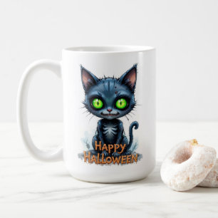 Niedlich Black Kitten Halloween Whimsical Cat Love Kaffeetasse