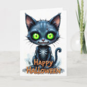 Niedlich Black Kitten Halloween Whimsical Cat Love Karte (Vorderseite)