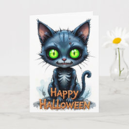 Niedlich Black Kitten Halloween Whimsical Cat Love Karte