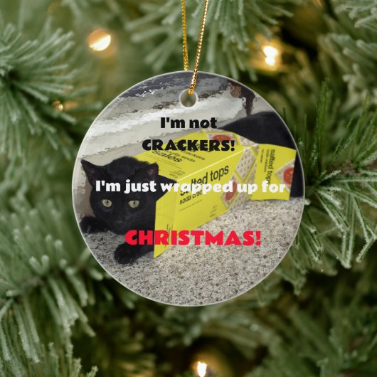 Niedlich Black Kitten Keramik Ornament (Baum)