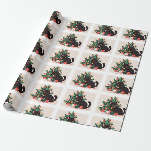 Niedlich Black Kitten Look Guilty - Christmas Geschenkpapier (Ungerollt)