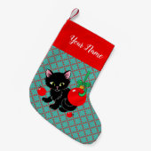 Niedlich Black Kitten Personalisiert Kleiner Weihnachtsstrumpf (Vorderansicht (hängend))