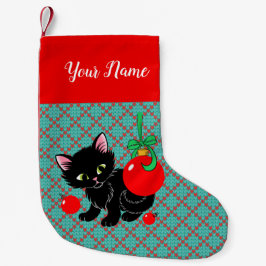 Niedlich Black Kitten Personalisiert Kleiner Weihnachtsstrumpf