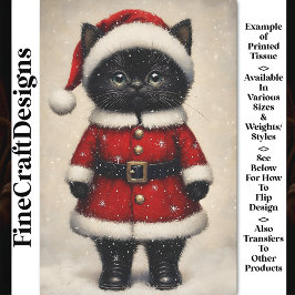 Niedlich Black Kitten Santa Claus Outfit BW1 Decou Seidenpapier