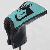 Niedlich Black Kitty Cat | Cool Kitten Personalisi Golf Headcover (3/4 Vorderseite)