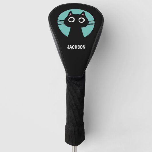Niedlich Black Kitty Cat | Cool Kitten Personalisi Golf Headcover (Vorderseite)