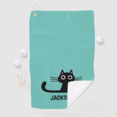 Niedlich Black Kitty Cat | Cool Kitten Personalisi Golfhandtuch (Insitu)
