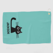 Niedlich Black Kitty Cat | Cool Kitten Personalisi Golfhandtuch (Horizontal)
