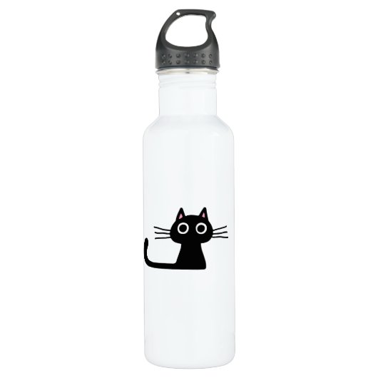 Niedlich Black Kitty Cat - Funky Feline Edelstahlflasche (Vorderseite)