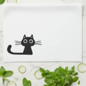 Niedlich Black Kitty Cat | Wide Mit Augen Kitten Geschirrtuch (Gefaltet)