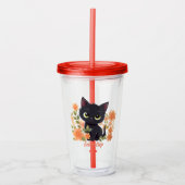 Niedlich Black Kitty Kawaii Chibi Acryltrinkbecher (Vorderseite)