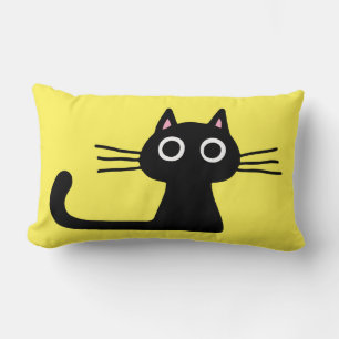 Niedlich Black Kitty   Quirky Cat mit langen Whisk Lendenkissen