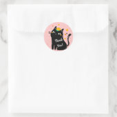 Niedlich Black Kitty Vielen Dank Runder Aufkleber (Tasche)