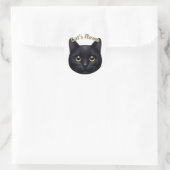 Niedlich Black Kurzhaarkatze ・ Personalisiert Runder Aufkleber (Tasche)